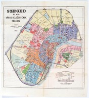 1922 Szeged Sz, Kir. Város Belsőségének Térképe. Készített Jakabffy Lajos. 38x42 Cm - Sonstige & Ohne Zuordnung
