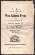 1799 Lieder Beim Absterben Der Anna Katharina Bohrin,  Welche Geboren Den 6. April Anno 1795 Und Gestorben Den 22. Oktob - Sin Clasificación