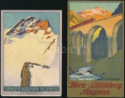 Cca 1910 Svájci Utazási Prospektusok (Jungfraubahn, Lötschberg), Litho, 2 Db - Non Classés