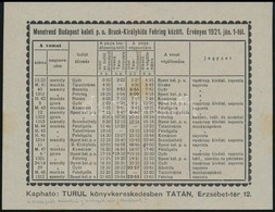 1921 Vasúti Menetrend. Menetrend Budapest Keleti P.U. Bruck - Királyhida Fehring Között. Érvényes 1921. Jún 1., 13x9 Cm, - Unclassified