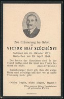 Cca 1945 Gróf Széchényi Viktor (1871-1945) Gyászlapja Két Nyelven - Non Classés