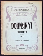 Dohnányi Ernő: Quintett (C Moll) Für Klavier Zu Vier Händen. Op. 1. Universal Edition. N. 1879. Papírkötésben, Hiányos B - Sonstige & Ohne Zuordnung