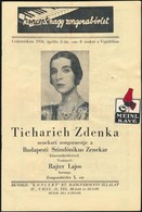 1936 'Koncert' Hangversenyvállalat Rt. Műsorfüzete. Benne: Ticharich Zdenka és A Budapesti Szimfónikus Zenekar Koncertjé - Sonstige & Ohne Zuordnung