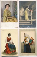 ** * 30 Db Régi Motívumlap: Hölgyek, Folklór, Erotika, Művészlapok, Közte Litho Is / 30 Pre-1945 Motive Cards: Ladies, F - Non Classés