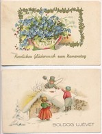 12 Db RÉGI üdvözlő Motívum Képeslap / 12 Pre-1945 Greeting Art Motive Postcards - Non Classés