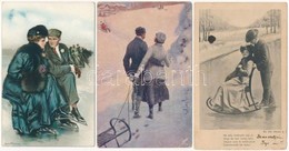 ** * 5 Db RÉGI Motívumlap: Téli Sport / 5 Pre-1945 Motive Postcards: Winter Sport - Ohne Zuordnung