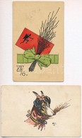 ** 2 Db RÉGI Krampuszos Motívum Képeslap / 2 Pre-1945 Krampus Greeting Art Postcards - Non Classés