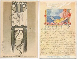 2 Db RÉGI Szecessziós Litho Művész Motívum Képeslap / 2 Pre-1945 Art Nouveau Litho Art Motive Postcards: Philipp & Krame - Ohne Zuordnung