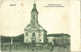 T3 1929 Abony, Szentháromság Tér, Szent István Templom, Kossuth Szálloda. Kiadja A Hangya Szövetkezet (gyűrődés / Crease - Sin Clasificación