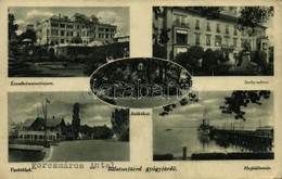 T2/T3 1940 Balatonfüred-gyógyfürdő, Erzsébet Szanatórium, Ipoly Udvar, Szökőkút, Hajóállomás, Yachtklub (EK) - Non Classés