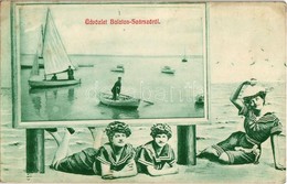 T2 1912 Balatonszárszó, Csónakázók. Montázs Hölgyekkel Korabeli Fürdőruhában - Ohne Zuordnung