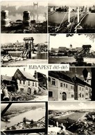 ** T3 Budapest 1945-1965 - Nagyalakú Modern Képeslap, II. Világháborúban Lerombolt Erzsébet Híd, Lánchíd, Szabadság Híd, - Non Classés