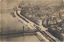 T2/T3 Budapest, Szabadság és Erzsébet Híd, Dunai Fürdők. Magyar Aeroforgalmi Részvénytársaság Légi Felvétele. Photo + '1 - Ohne Zuordnung