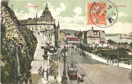 T2 1908 Budapest I. Tabán, Döbrentei Tér, Czigler-féle Sarok Palota, Villamos, Keller Ignác Tabáni Bor és Sörcsarnoka. T - Unclassified