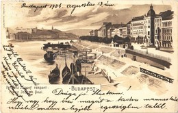 T2/T3 1904 Budapest V. Ferenc József Rakpart (mai Belgrád Rakpart). Litho (EB) - Ohne Zuordnung