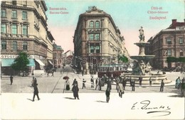 T2 1908 Budapest VIII. Baross Utca és Üllői út, Gyógyszertár, Villamos. Divald Károly 109-1907. - Ohne Zuordnung