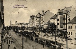 T2/T3 1935 Debrecen, Ferenc József út, Neumann M. Ruhaháza, Hegedüs Sándor Irodalmi Nyomdája, Gyógyszertár, üzletek (EK) - Ohne Zuordnung