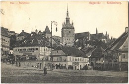 T2/T3 1909 Segesvár, Schässburg, Sighisoara; Piac, Kerületi Munkásbiztosító Pénztár, Fazekas Műhelye, H. Girscht üzlete. - Ohne Zuordnung