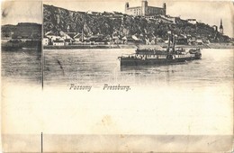 T2/T3 1904 Pozsony, Pressburg, Bratislava; Vár, 'Vesta' Gőzhajó / Castle, Steamship  (EK) - Sonstige & Ohne Zuordnung