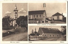 T2 1944 Vilke, Velká Nad Iplom; Hősök Emlékműve, Országzászló, Plébánia, Római Katolikus Templom / Church, Heroes Monume - Autres & Non Classés