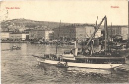 T2/T3 1911 Fiume, Rijeka; Via Del Molo / Port, Steamships  (EK) - Autres & Non Classés