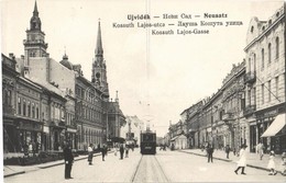 ** T1 Újvidék, Novi Sad, Neusatz; Kossuth Lajos Utca, Pályaudvari Villamos, Aich Nándor üzlete / Street, Tram, Shops - Ohne Zuordnung