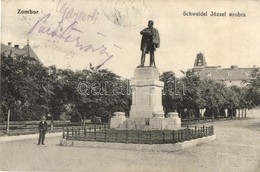 T2/T3 Zombor, Sombor; Schweidel József Szobor. Kiadja Kaufmann Emil / Statue (EK) - Non Classés