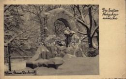 T2/T3 1939 Wien, Vienna, Bécs III. Strauss-Denkmal, 'Die Besten Neujahrswünsche' / Johann Strauss Monument In Winter, Ne - Autres & Non Classés