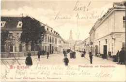 T2 1901 Wiener Neustadt, Bécsújhely; Wienerstrasse Mit Vorstadtkirche / Street View With Church - Sonstige & Ohne Zuordnung