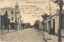 T2/T3 1909 Thessaloniki, Saloniki, Salonique; Place Enver Bey / Square, Trams. Editeurs: Matarasso Saragoussi & Rousso ( - Autres & Non Classés