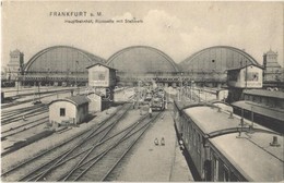 ** T1 Frankfurt Am Main, Hauptbahnhof, Rückseite Mit Stellwerk / Main Railway Station, Signal Tower, Locomotive - Ohne Zuordnung