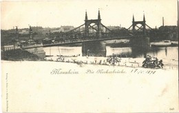 * T4 1898 Mannheim, Die Neckarbrücke / Bridge. Verlag V. Edm. Von König (cut) - Ohne Zuordnung