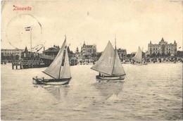 T2/T3 1909 Zinnowitz, Baltic Sea, Sailing Vessels, Beach. Carl Toussaint (EK) - Ohne Zuordnung