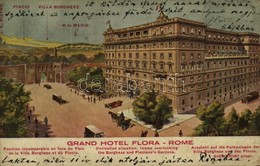 * T3 Roma, Rome; Grand Hotel Flora, Pincio, Villa Borghese, M. Te Mario / Hotel Advertising Card (Rb) - Autres & Non Classés