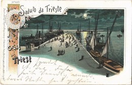 T3 1899 Trieste, Trieszt; Port At Night. Regel & Krug Art Nouveau, Floral, Litho (EB) - Sonstige & Ohne Zuordnung