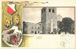 T2 Trieste, Trieszt; Il Duomo Di S. Giusto. Rudolf Wolf / Dome. Art Nouveau, Floral, Coat Of Arms, Emb. Litho - Sonstige & Ohne Zuordnung