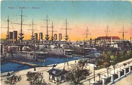 ** T2/T3 Pola, Pula; K.u.K. Kriegsmarine Schiffe In I. Reserve / Austro-Hungarian Navy Ships At The Port - Unclassified