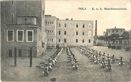 T2/T3 1910 Pola, Pula; K.u.K. Kriegsmarine Maschinenschule / Austro-Hungarian Navy Machinery School With Mariners Practi - Ohne Zuordnung