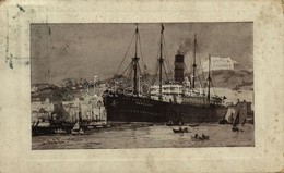 T2/T3 Trieszt, Pannónia Kivándorlási Hajó A Kikötőben / Trieste, Emigration Ship Cunard RMS Pannonia In The Port (EK) - Non Classés