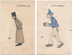2 Db RÉGI Magyar Katonai Művészlap / 2 Pre-1909 Hungarian Military Art Postcards - Zonder Classificatie