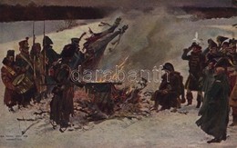 ** T2/T3 'Sic Transit Gloria Mundi', Napoleon With His Soldiers, Flags, Art Postcard S: W. Kossak (worn Corners) - Zonder Classificatie