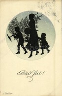 T2 Glad Jul! / Christmas Greeting Silhouette Art Postcard. Nordisk Konst 2234. S: I. Uddén - Sin Clasificación
