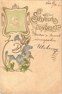 T2/T3 1904 Szívélyes üdvözlet / Art Nouveau Floral Greeting Art Postcard. Emb.  (EB) - Zonder Classificatie