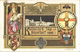 T2 1908 Düsseldorf, Katholiken Tag. Offizielle Fest-Postkarte / Catholics Day. Art Nouveau - Ohne Zuordnung