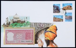 India DN 2R Felbélyegzett Borítékban, Bélyegzéssel T:I India ND 2 Rupees In Envelope With Stamp And Cancellation C:UNC - Non Classés