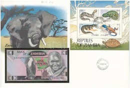 Zambia 1980-1988. 1K Felbélyegzett Borítékban, Bélyegzéssel T:I 
Zambia 1980-1988. 1 Kwacha In Envelope With Stamp And C - Ohne Zuordnung