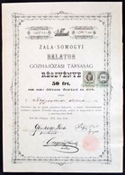 1872 Zala-Somogyi Balaton Gőzhajózási Társaság Részvénye 50Ft. A Kegyesrendi Szerzet Részére Kiállítva. Szelvényekkel. T - Unclassified