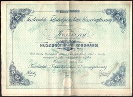 Budapest 1907. 'Tisztviselők Takarékpénztára Részvénytársaság' Részvény 25K-ról (2x) Sorszámkövetők, Szelvényekkel, Szár - Ohne Zuordnung