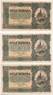 1920. 20K (3x) Közte 2db Sorszámkövető és 1db Közeli Sorszám T:I- - Zonder Classificatie