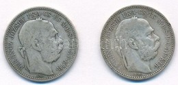 1893KB 1K Ag 'Ferenc József' (2x) T:2-,3 
Adamo K5 - Unclassified
